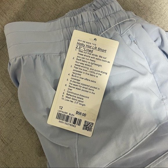 Lululemon Hotty Hot Shorts Blue Linen Nwt 12 - Picture 8 of 9